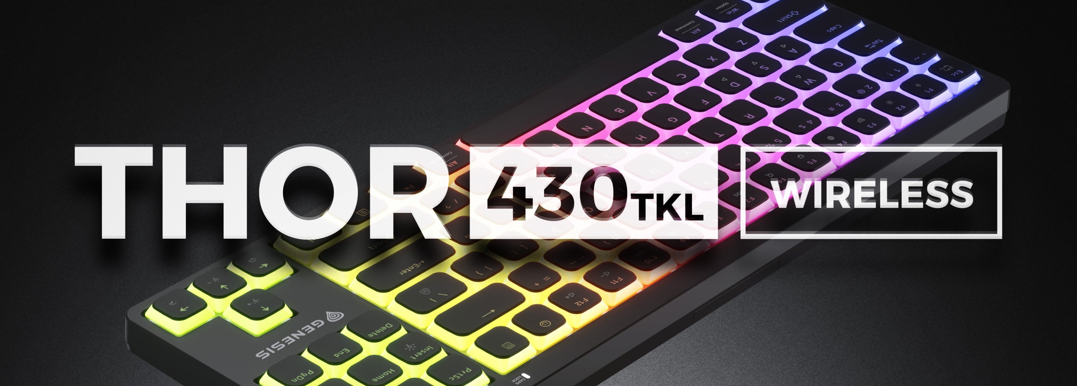 Wireless keyboard with colorful backlighting in a compact layout.