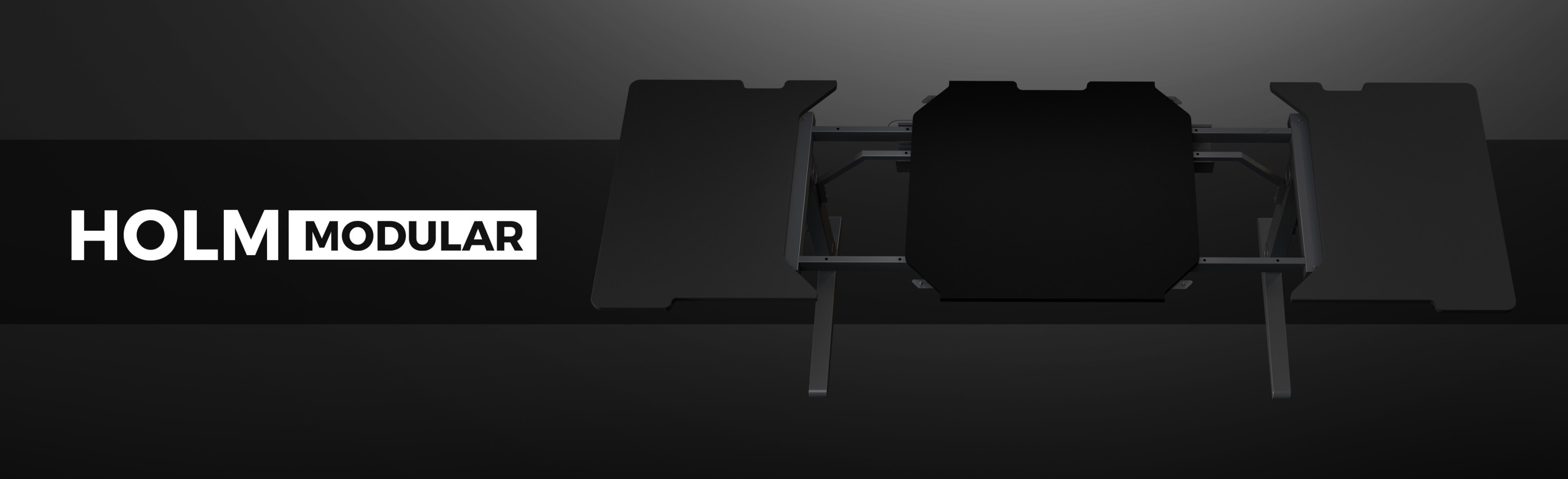 Left side panel of the Genesis Holm Modular desk, featuring a sleek, modern design and structure