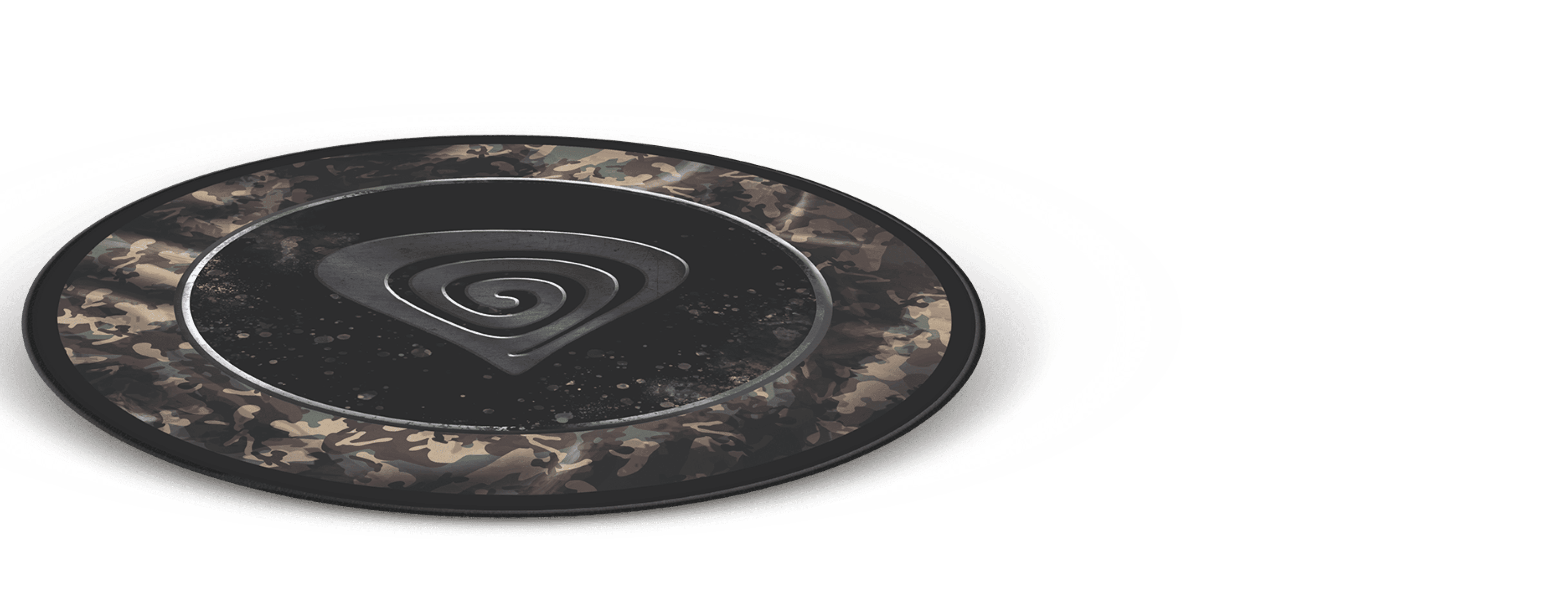 Round camouflage mat for the Genesis Tellur 500 gaming chair, featuring a spiral design in the center