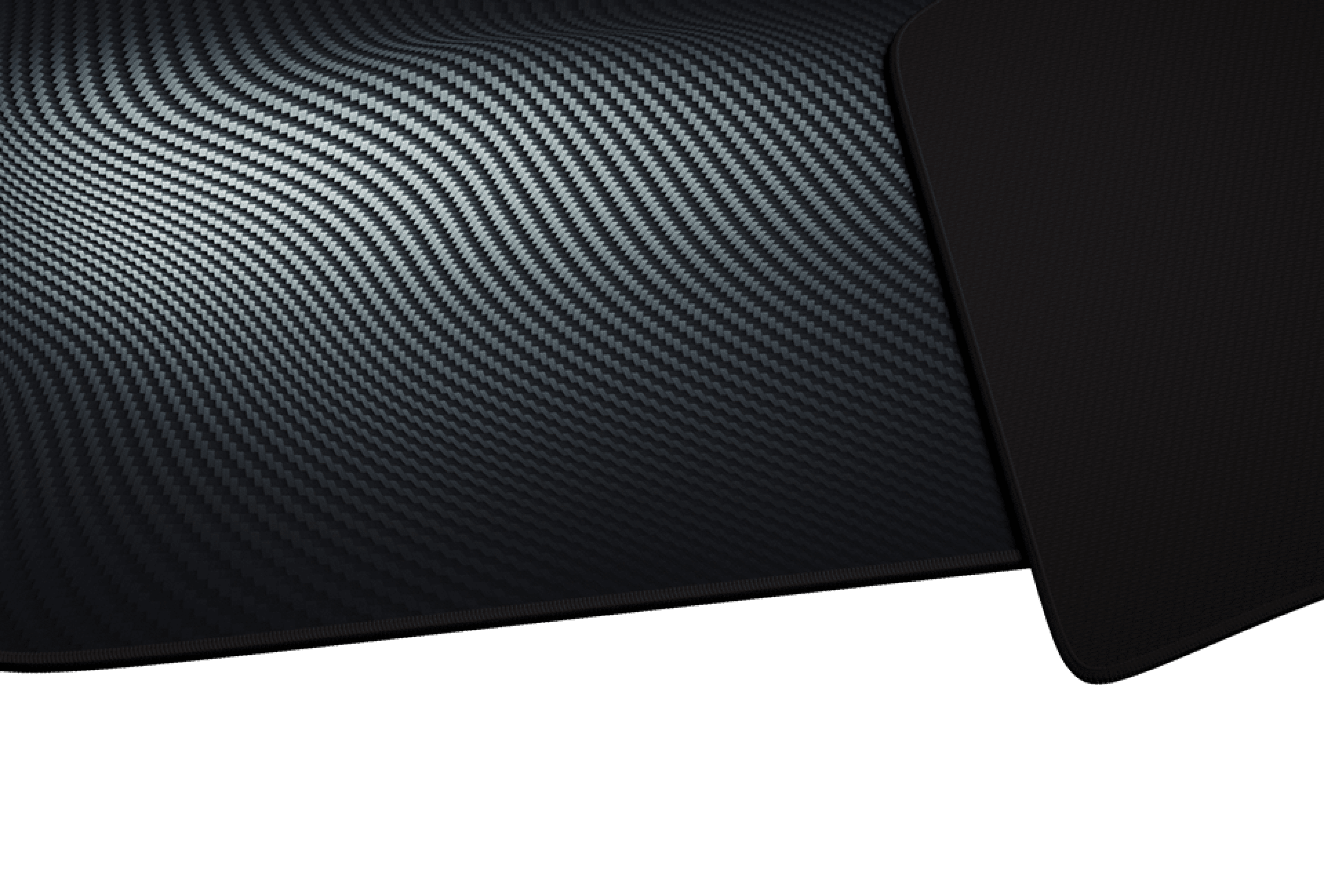 Large mouse pad with a wavy carbon fiber design, measuring 1100x450mm, featuring a sleek black edge