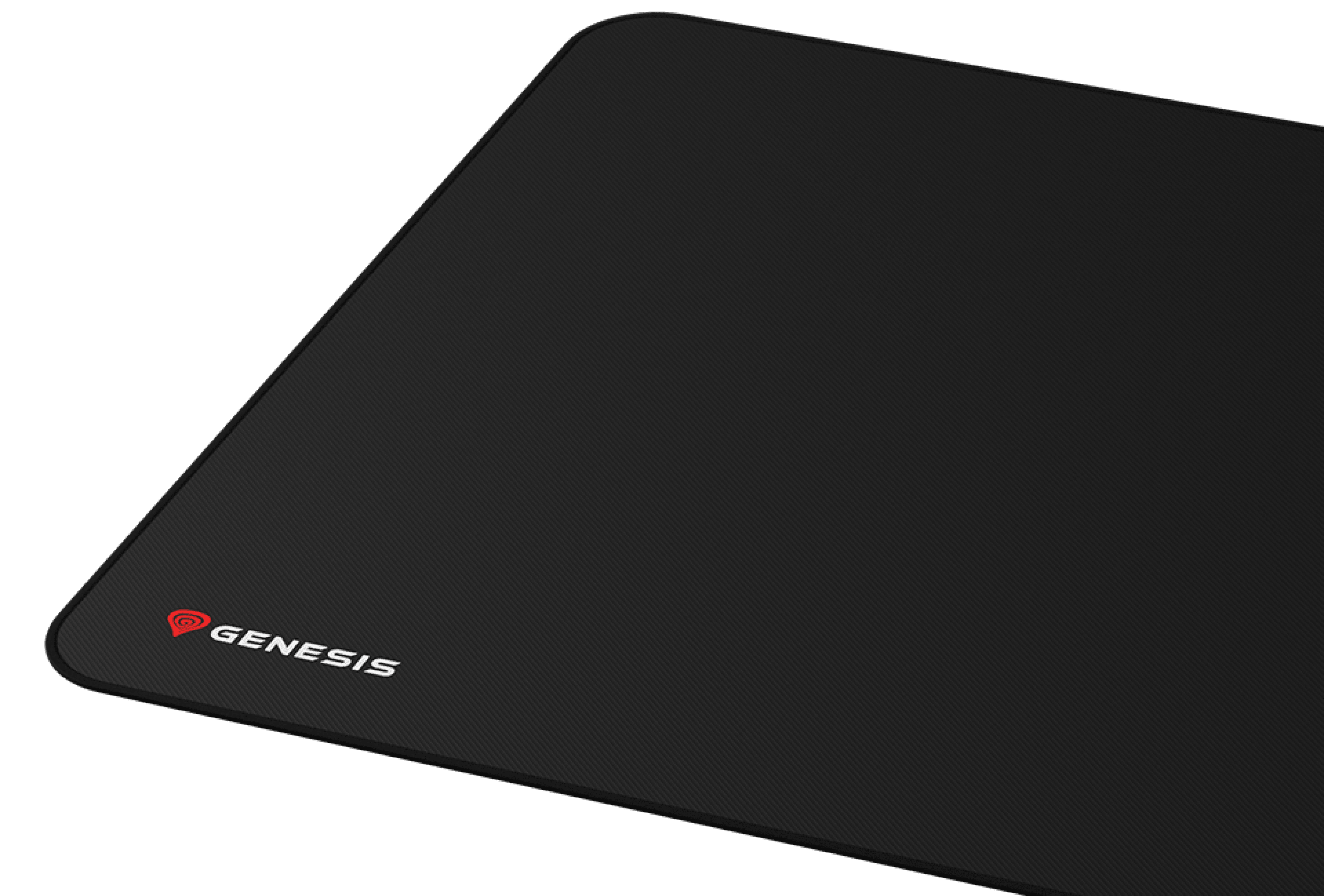 Black gaming mouse pad with a textured surface and the Genesis logo in the bottom left corner. Size: 500x400mm