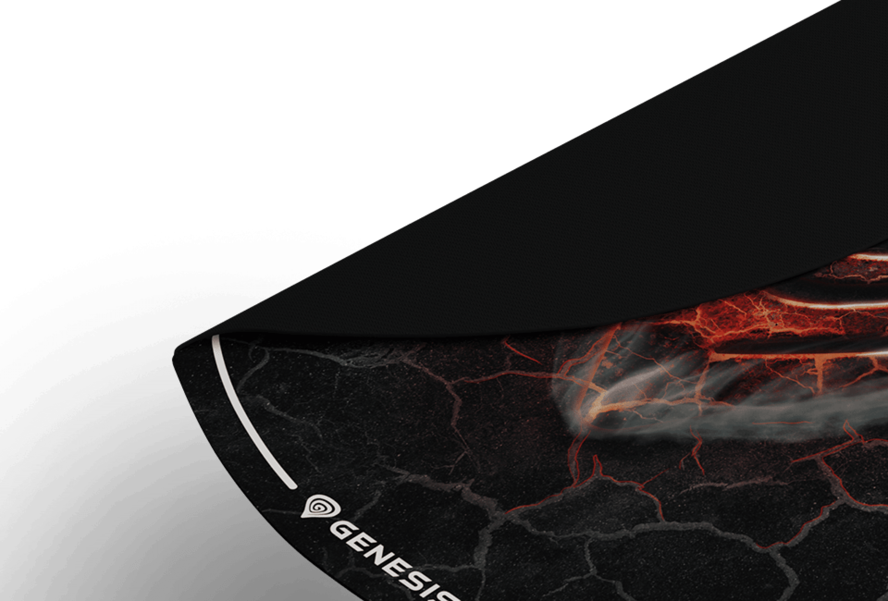 Round gaming chair mat featuring a lava design and protective black edge, measuring 100cm in diameter