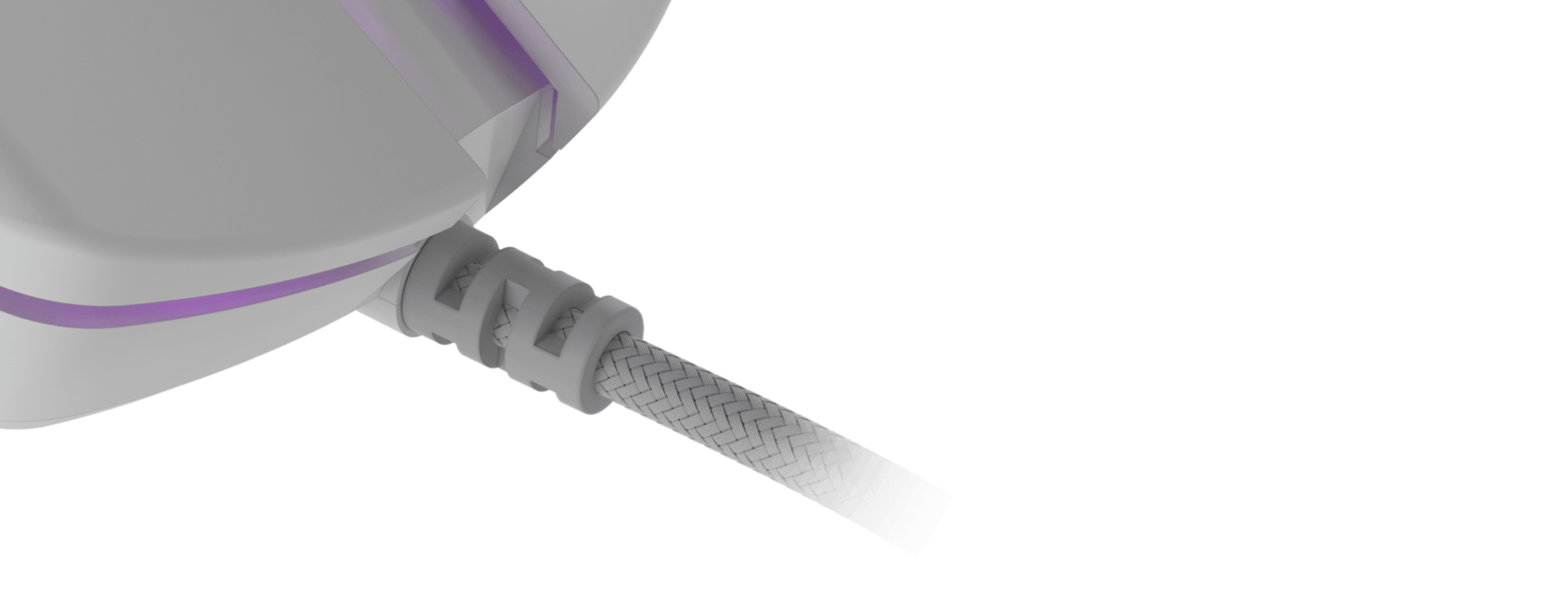 Close-up of a connection point with a textured cable and a small strain relief feature.