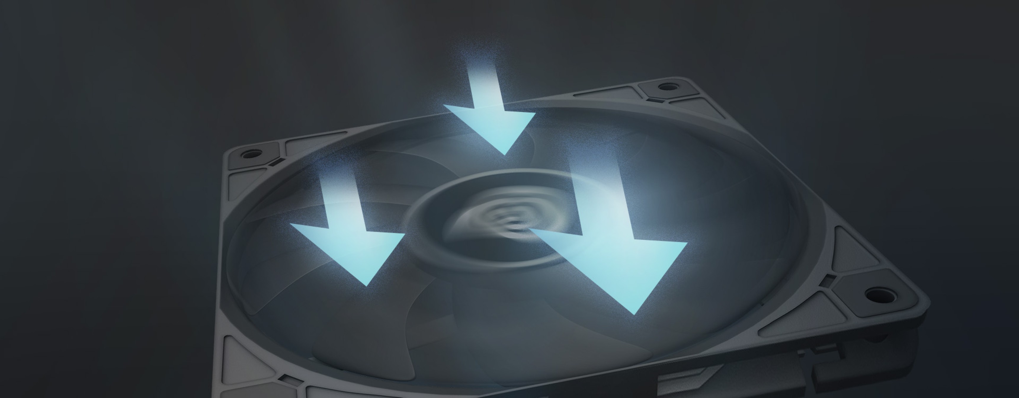 120mm cooling fan with arrows indicating airflow direction for efficient ventilation