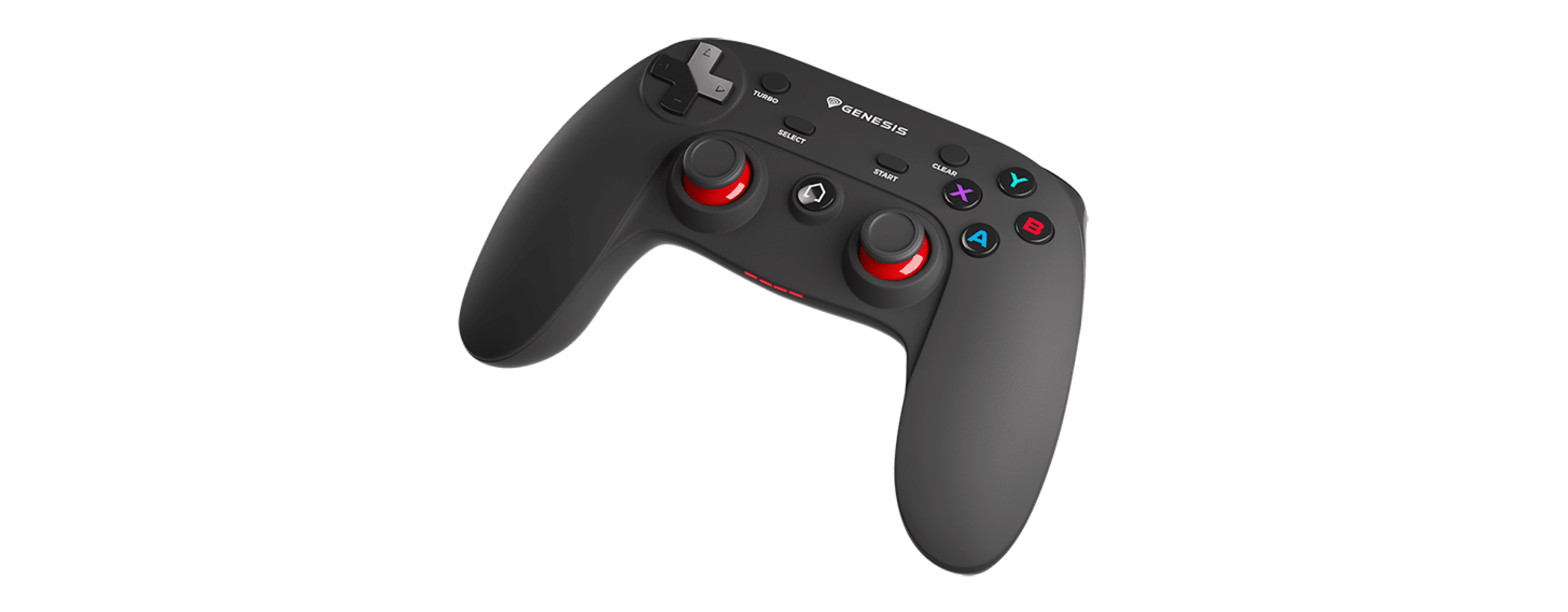 Wireless Genesis Mangan PV65 gamepad for PS3/PC featuring dual analog sticks and colorful action buttons
