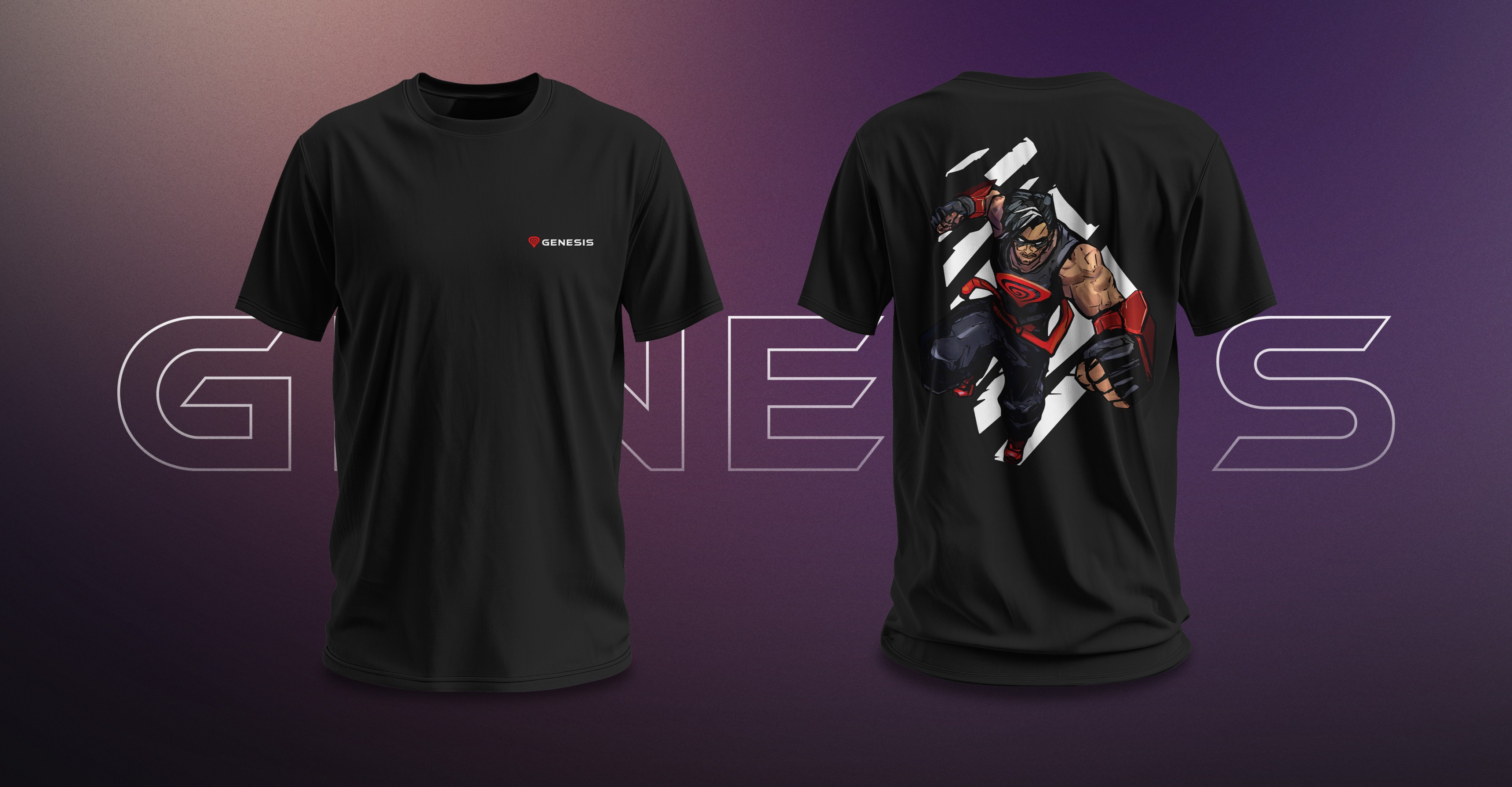 Black t-shirt featuring a graphic design of a sports player on the back and a logo on the front.