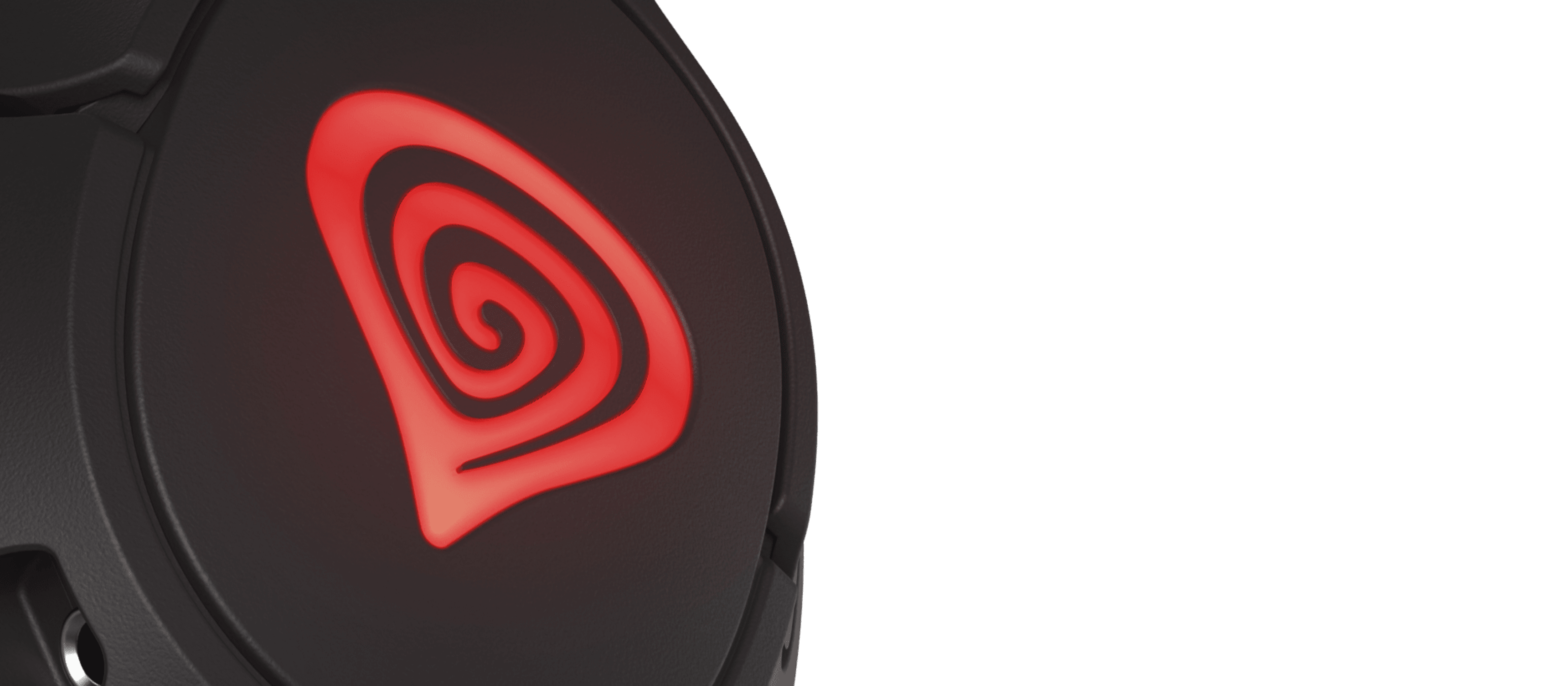 Close-up of the Genesis Radon 800 headset, featuring a black design with a glowing red logo