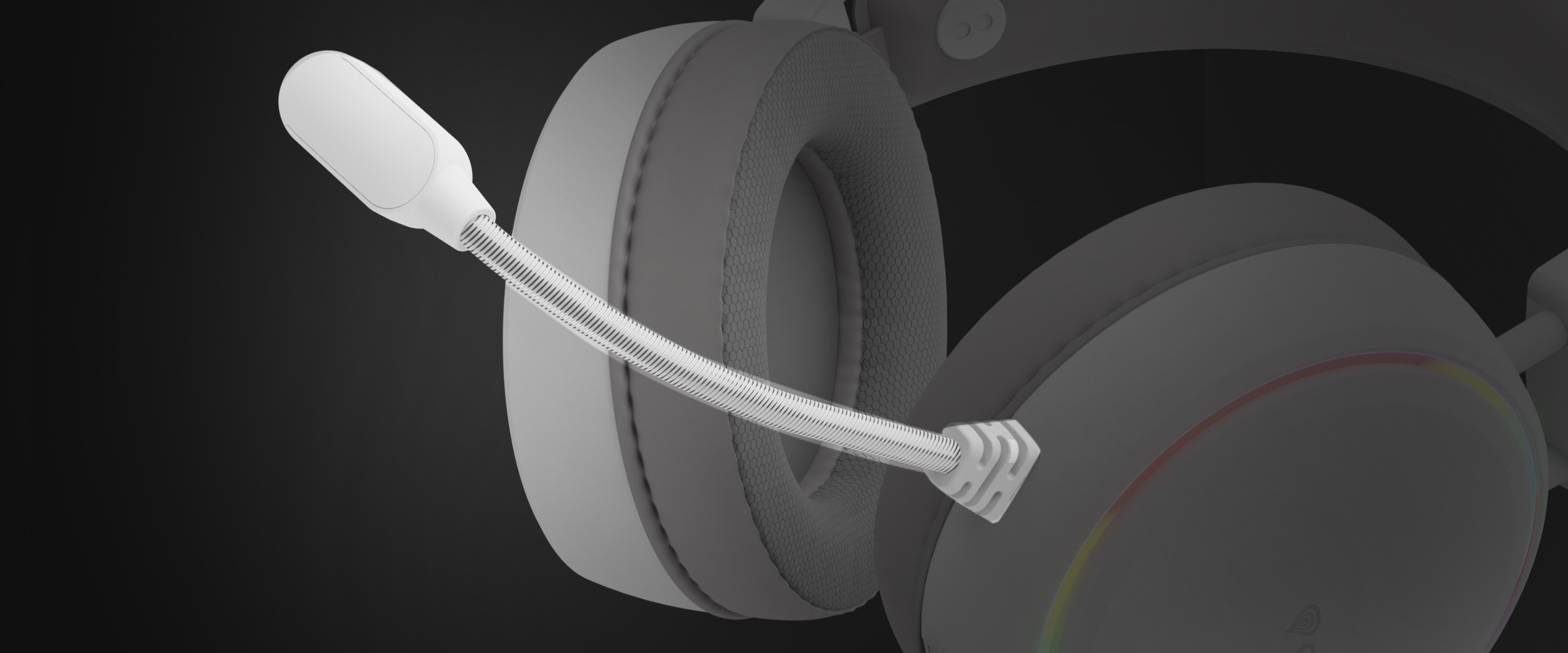 Genesis Neon 613 G2 RGB over-ear headphones with a white light and a flexible microphone