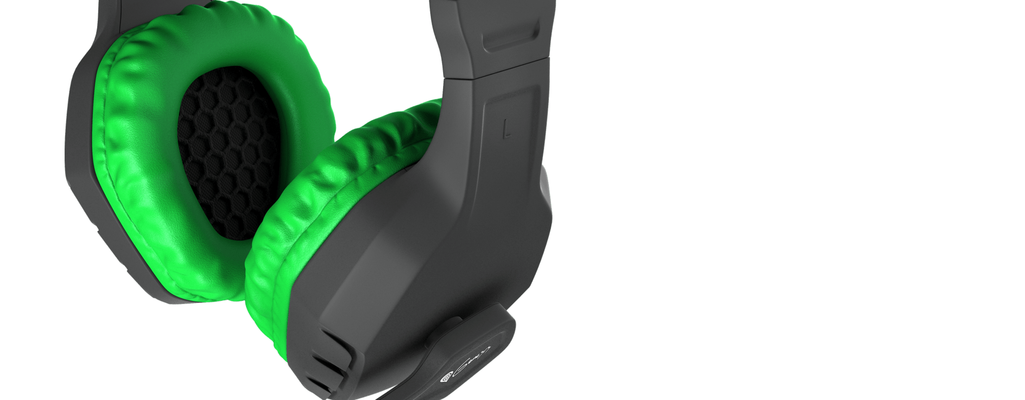 Black and green Genesis Argon 200 over-ear headphones with a microphone and cushioned ear pads