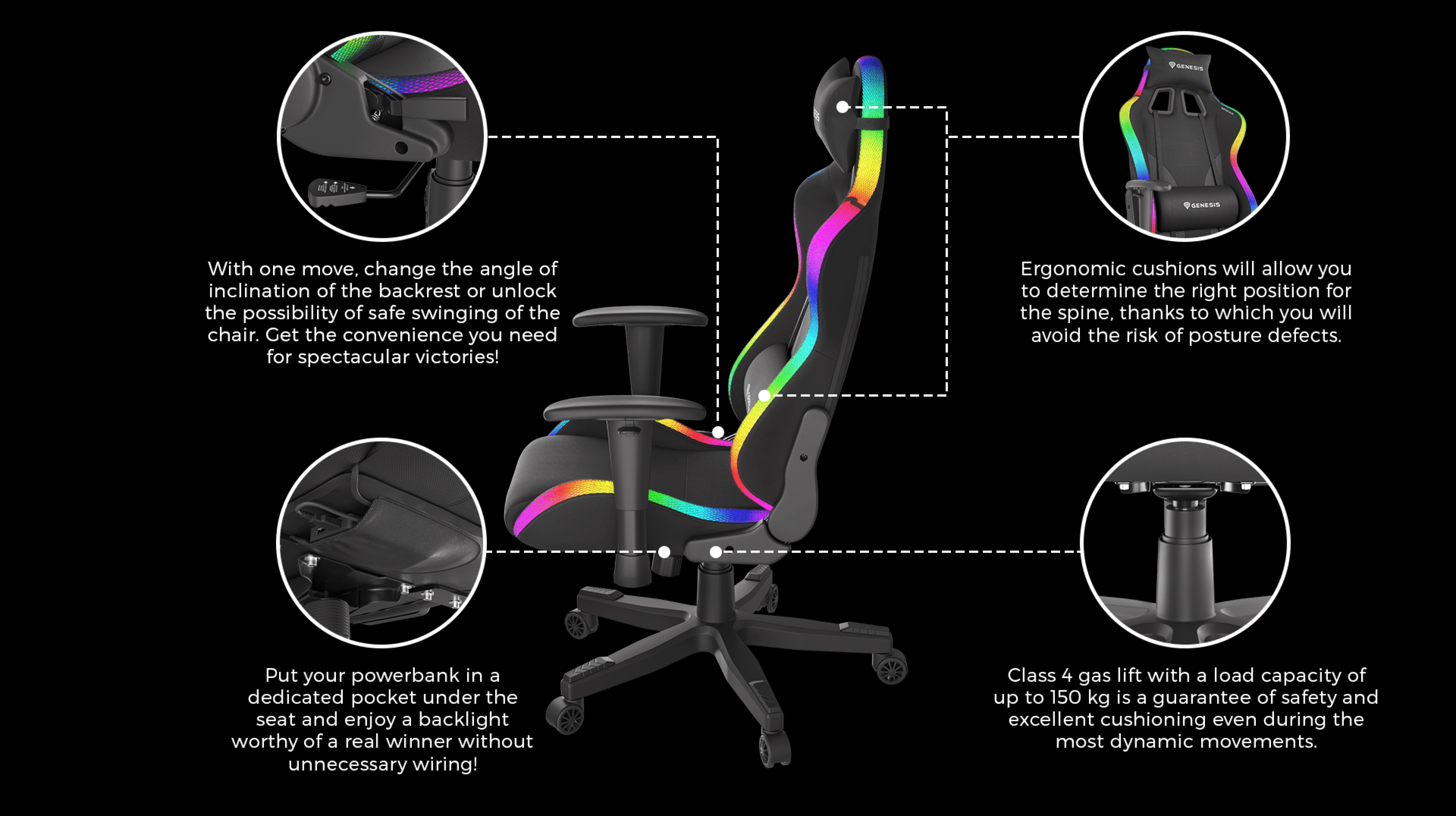 Ergonomic gaming chair with colorful accents and adjustable features for optimal comfort.