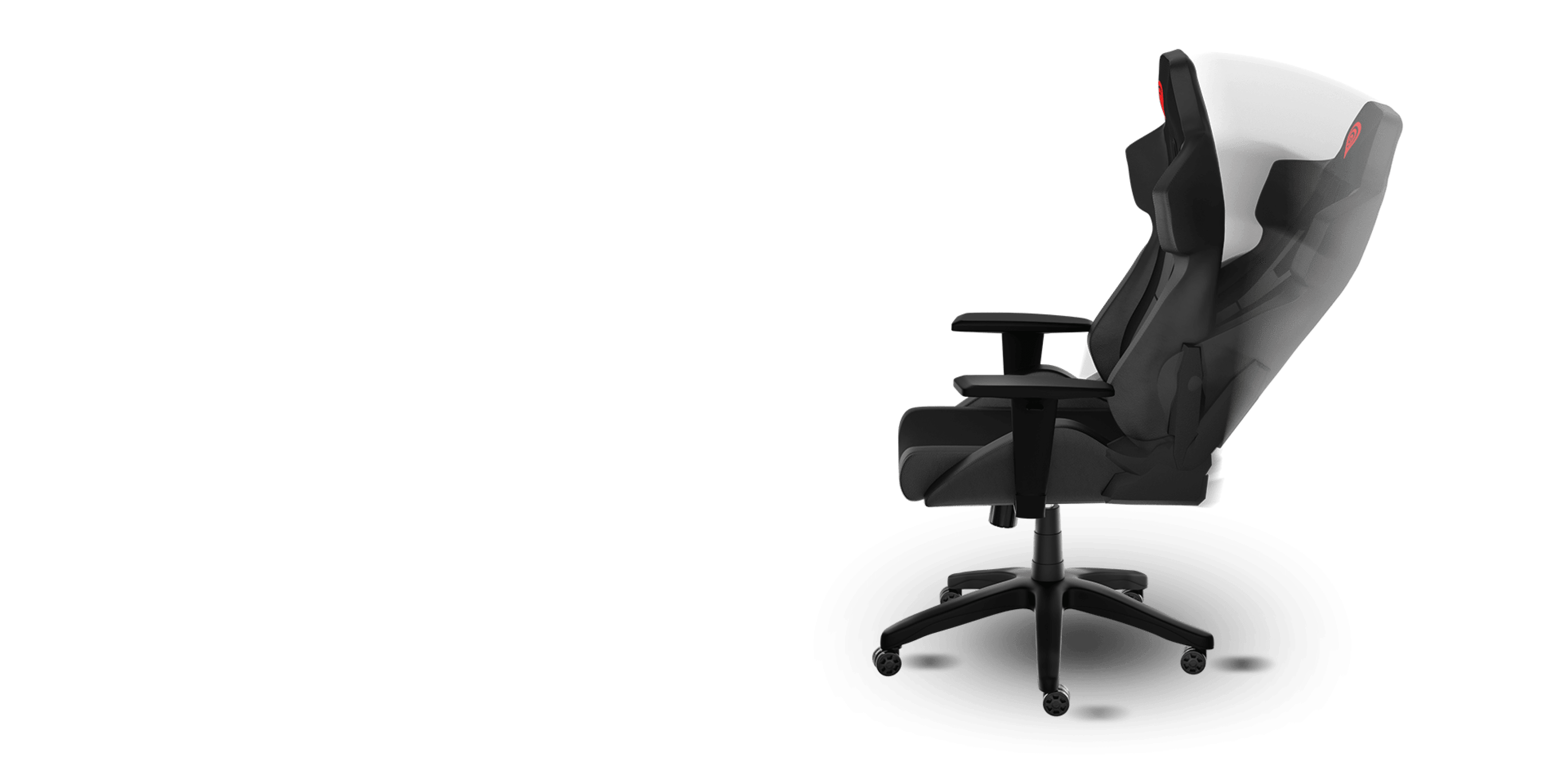 A sleek black gaming chair with a high back, adjustable armrests, and a modern design, ideal for gaming sessions
