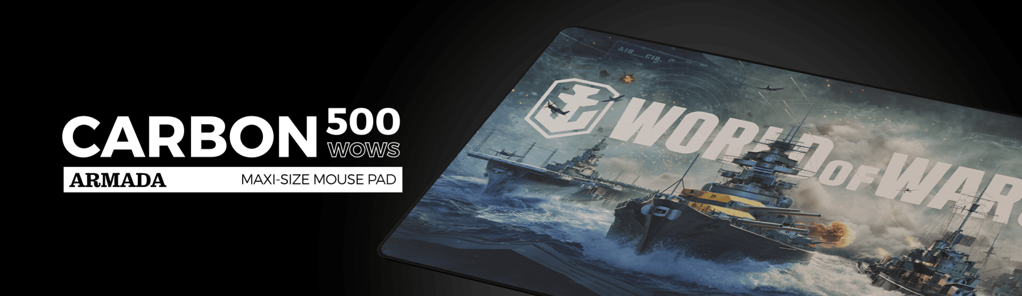 Large mouse pad featuring "World of War" graphics, measuring 900x450mm with a sleek carbon design