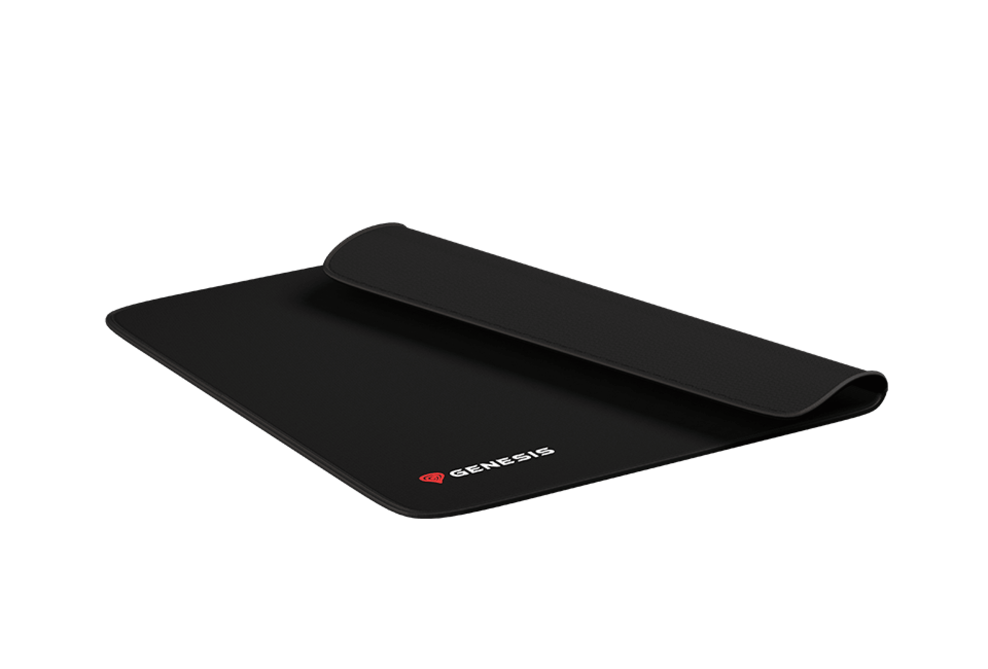 Black mouse pad featuring the Genesis logo, measuring 300x250mm, designed for optimal gaming and office use