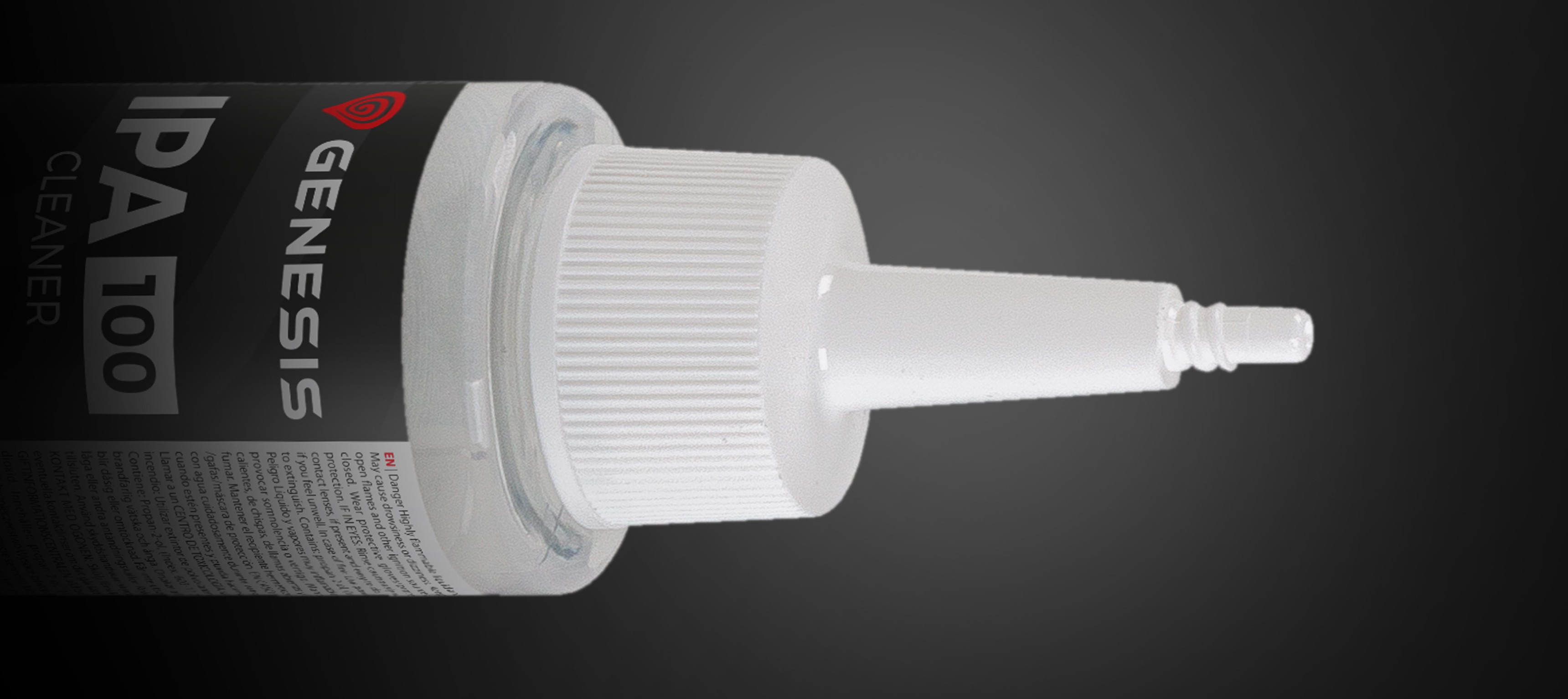 A bottle of Genesis IPA 100 cleaner, 100ml, with a nozzle top for easy dispensing