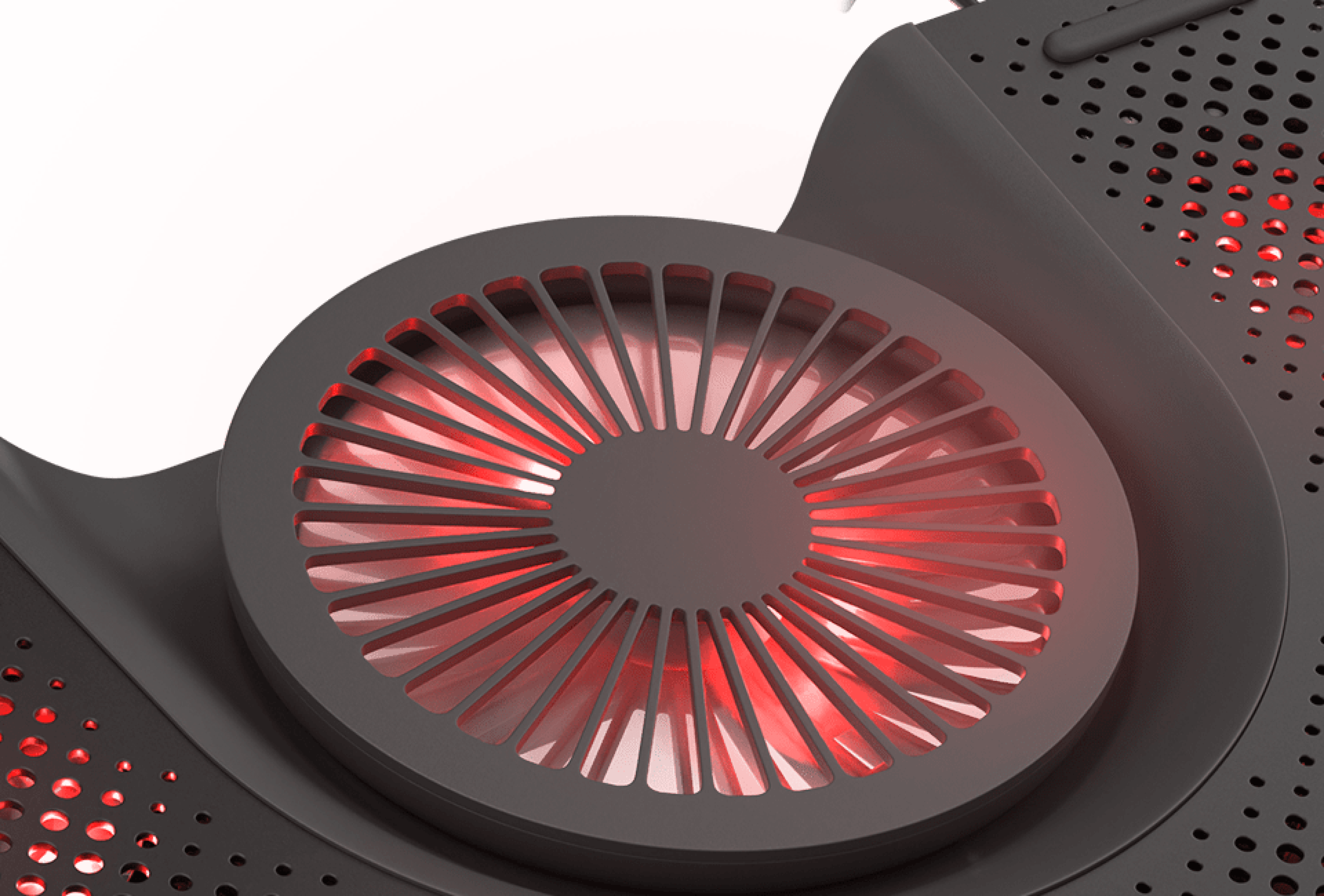 Cooling pad for laptops with a 15.6-17.3" size, featuring five fans, red backlighting, and a USB connection
