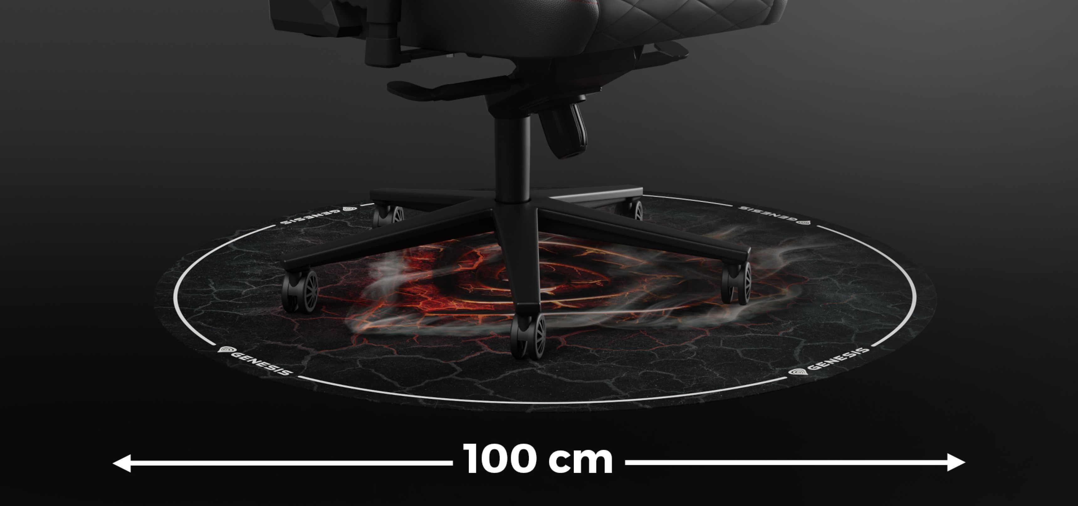 Round protective mat for the Genesis Tellur 400 chair, measuring 100 cm, featuring a lava design