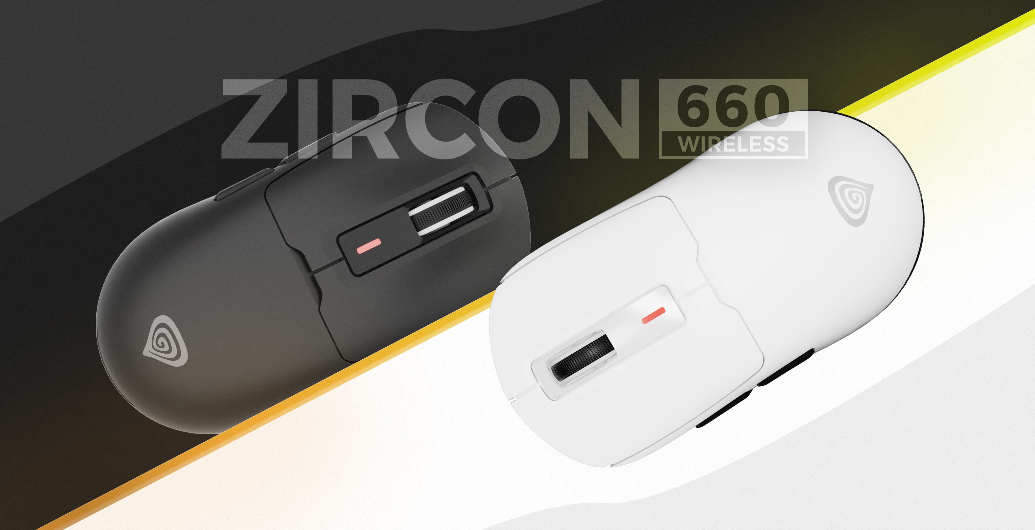 Wireless gaming mouse Genesis Zircon 660 in black and white, featuring customizable DPI settings up to 12000