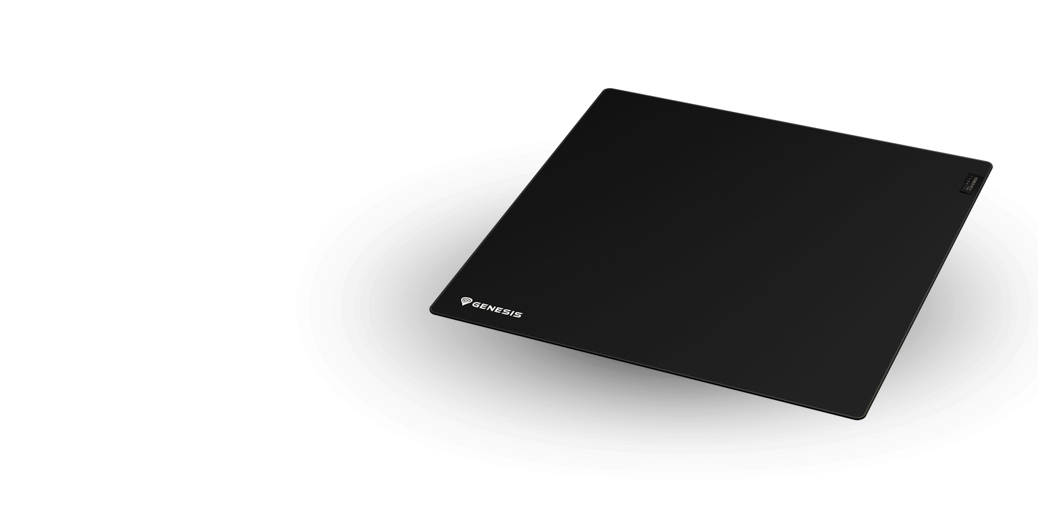 Large black gaming mouse pad with a textured surface, measuring 450x400mm, featuring the Genesis logo