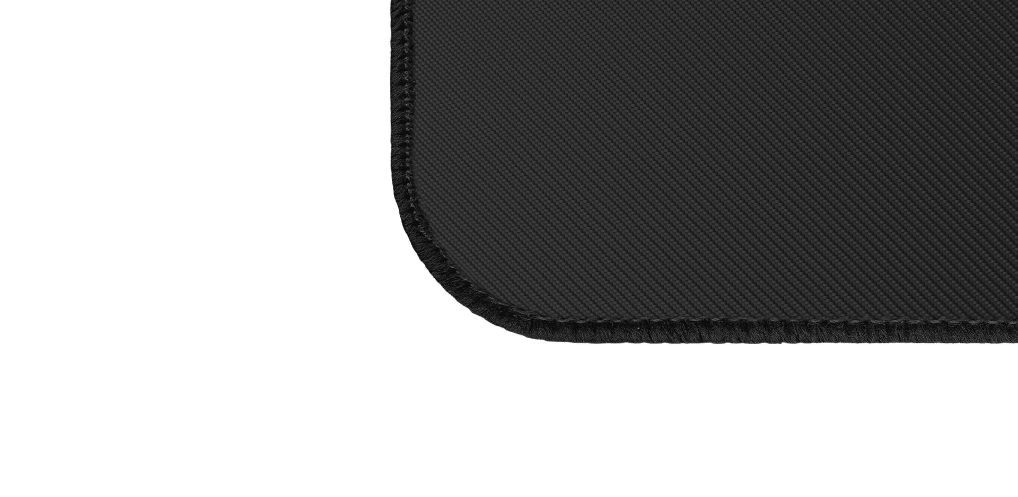 Black mouse pad with a textured surface and stitched edges, measuring 450x400mm. Ideal for gaming and office use