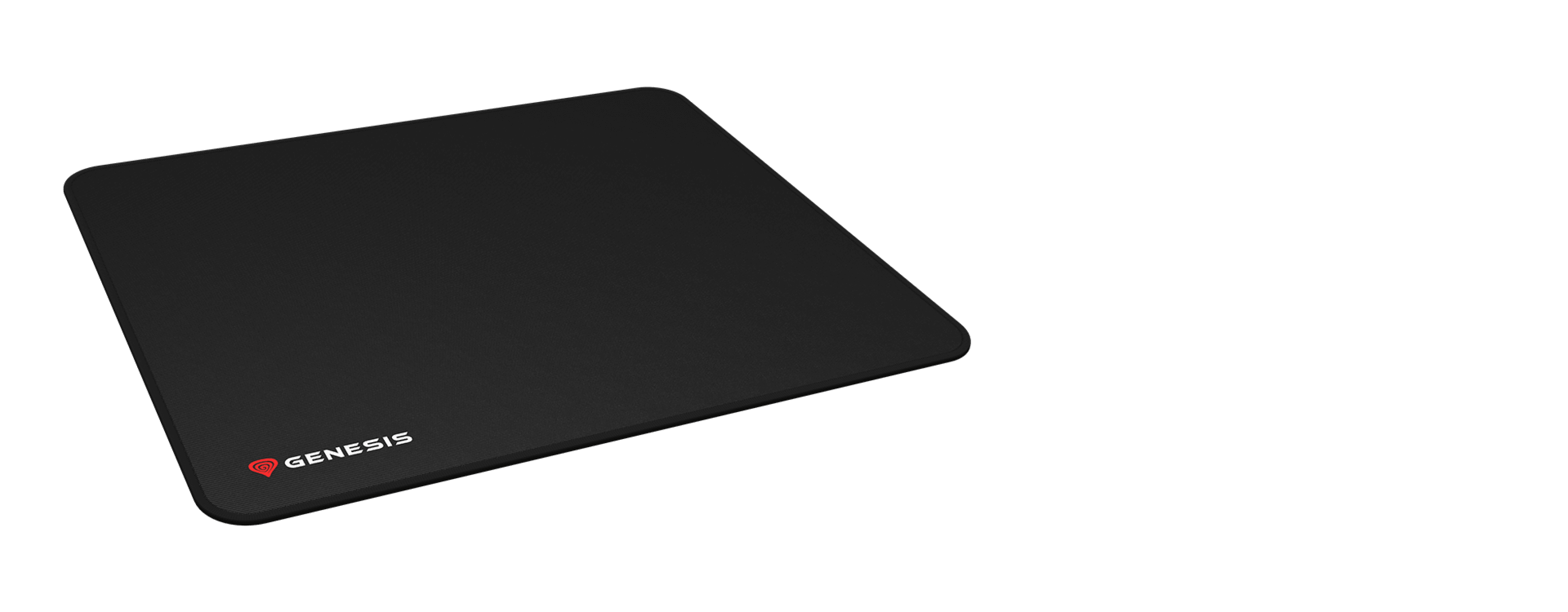 Black mouse pad with a logo featuring "GENESIS" in the bottom left corner, measuring 300x250mm