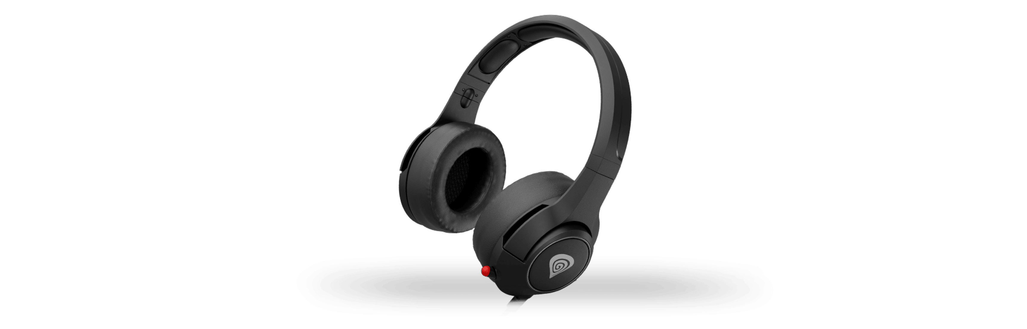 Black Genesis Argon 600 over-ear headphones with microphone and adapter, featuring a sleek design and cushioned ear cups