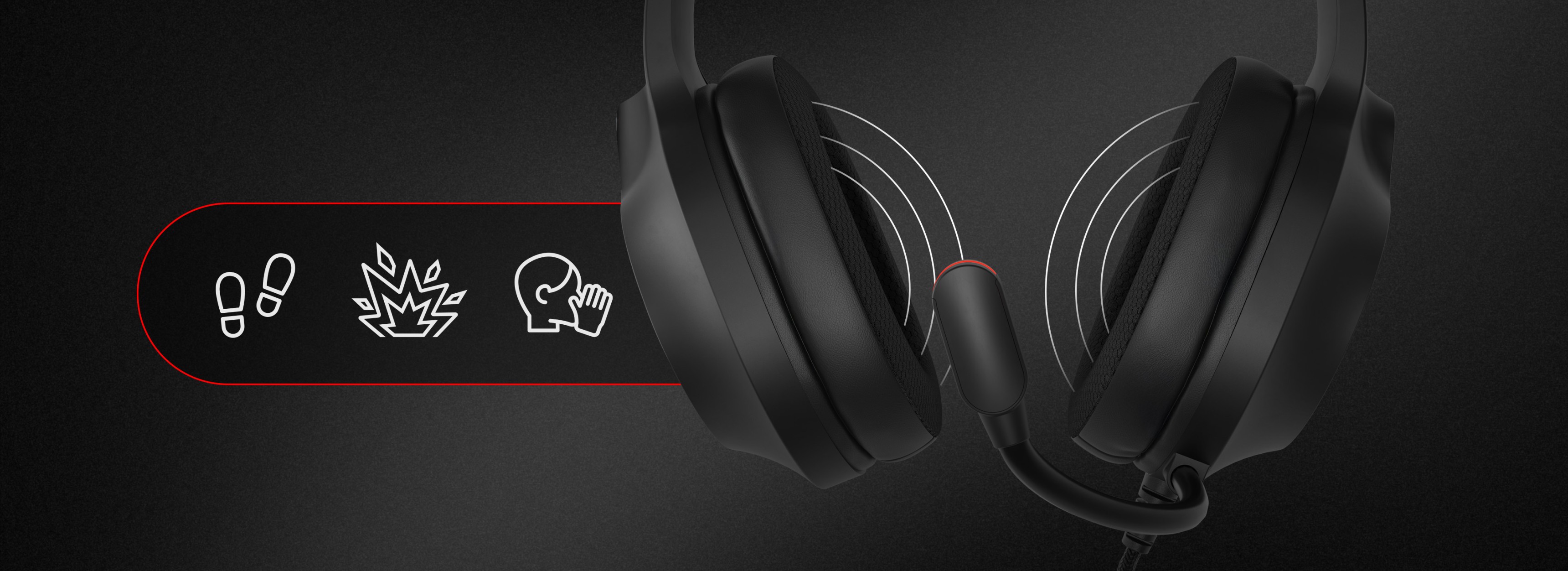 Black over-ear headphones with a microphone and colorful backlight