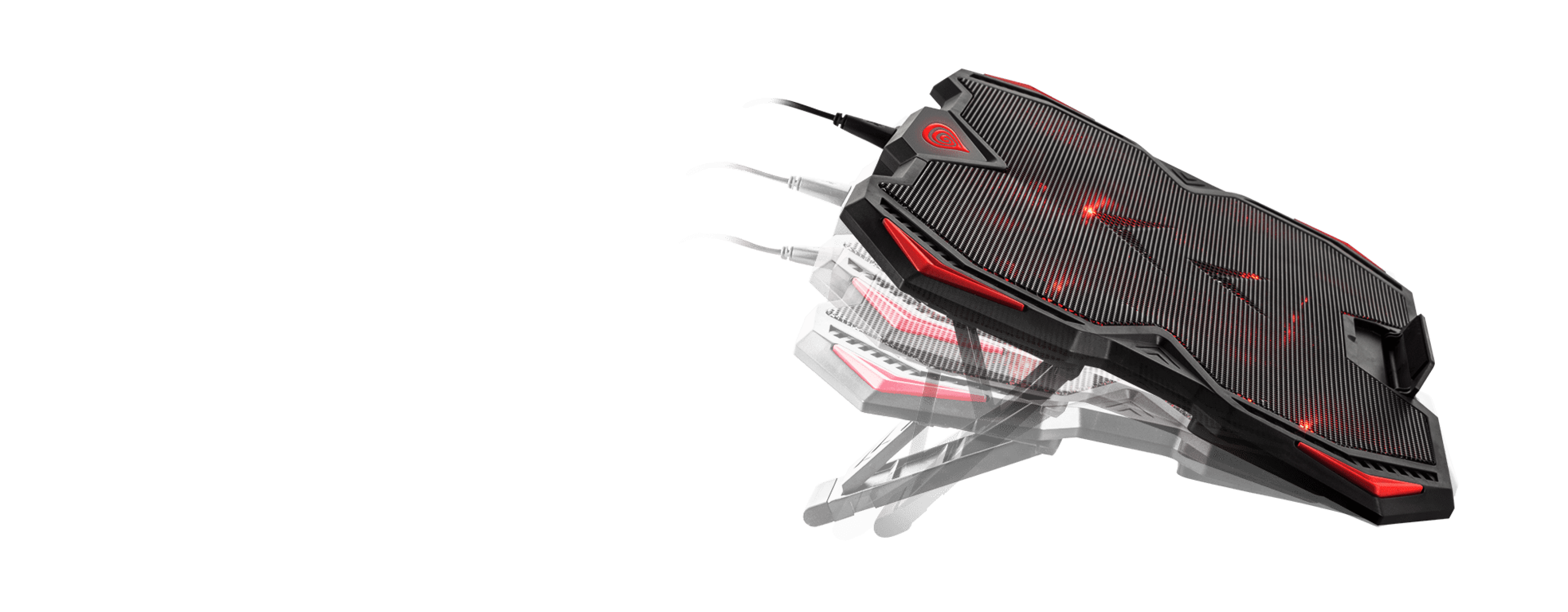 Gaming mouse pad with a textured surface and a sleek black and red design.