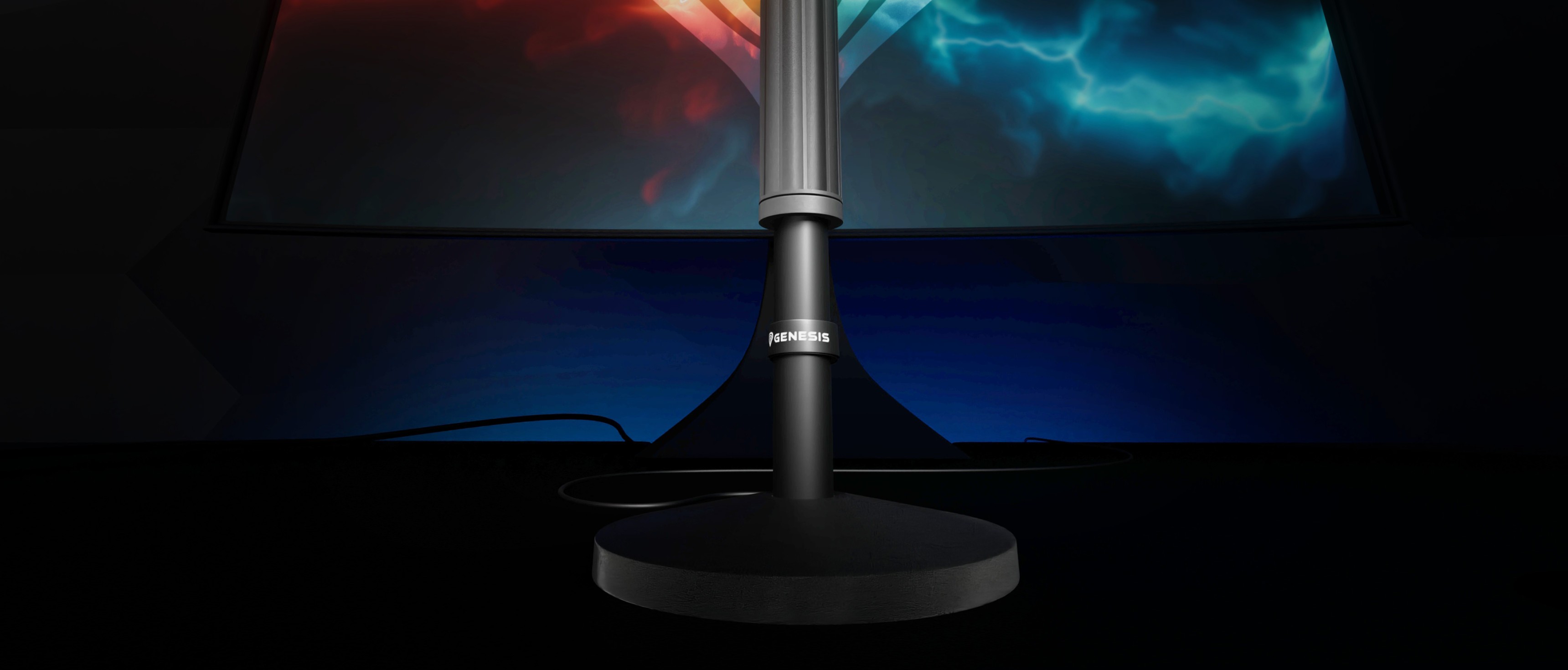 Microphone stand Genesis Thulium 350D with a sleek black design, featuring a sturdy base and adjustable height