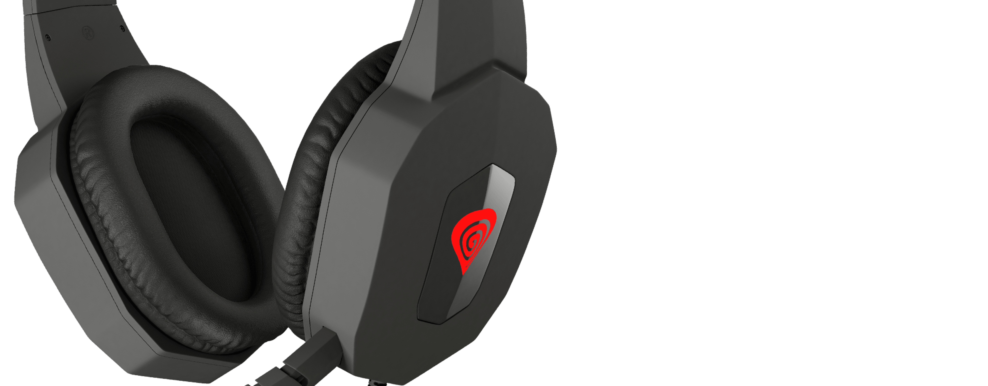 Black and red Genesis Argon 400 over-ear headphones with a microphone and cushioned ear pads