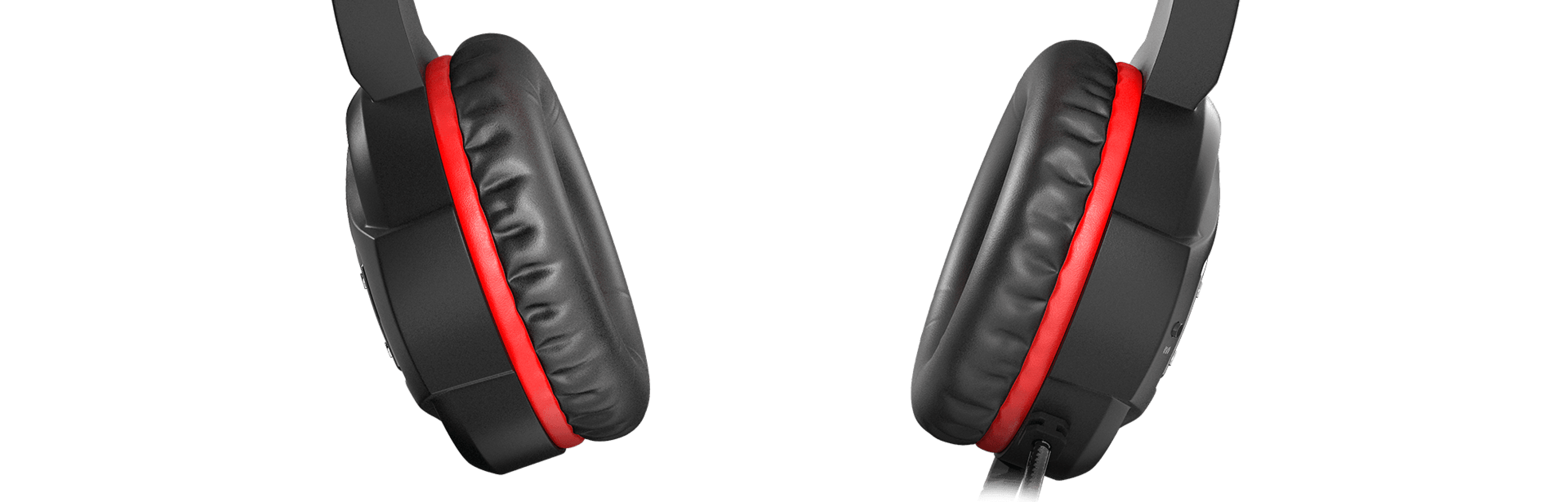 Headphones with padded ear cups and a red accent on the outer edge.