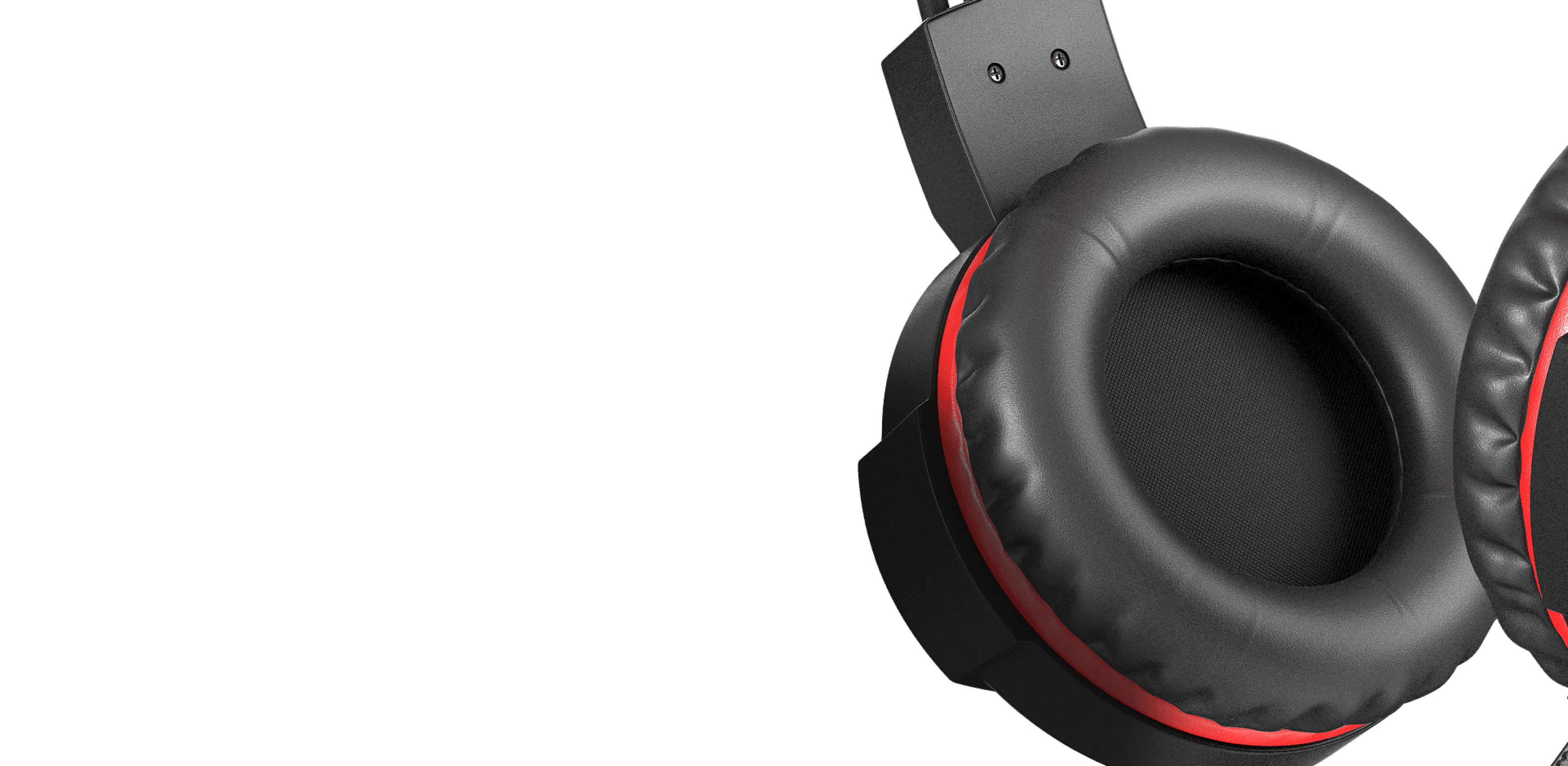Black headphones with padded ear cups and a red accent on the ear cushions.