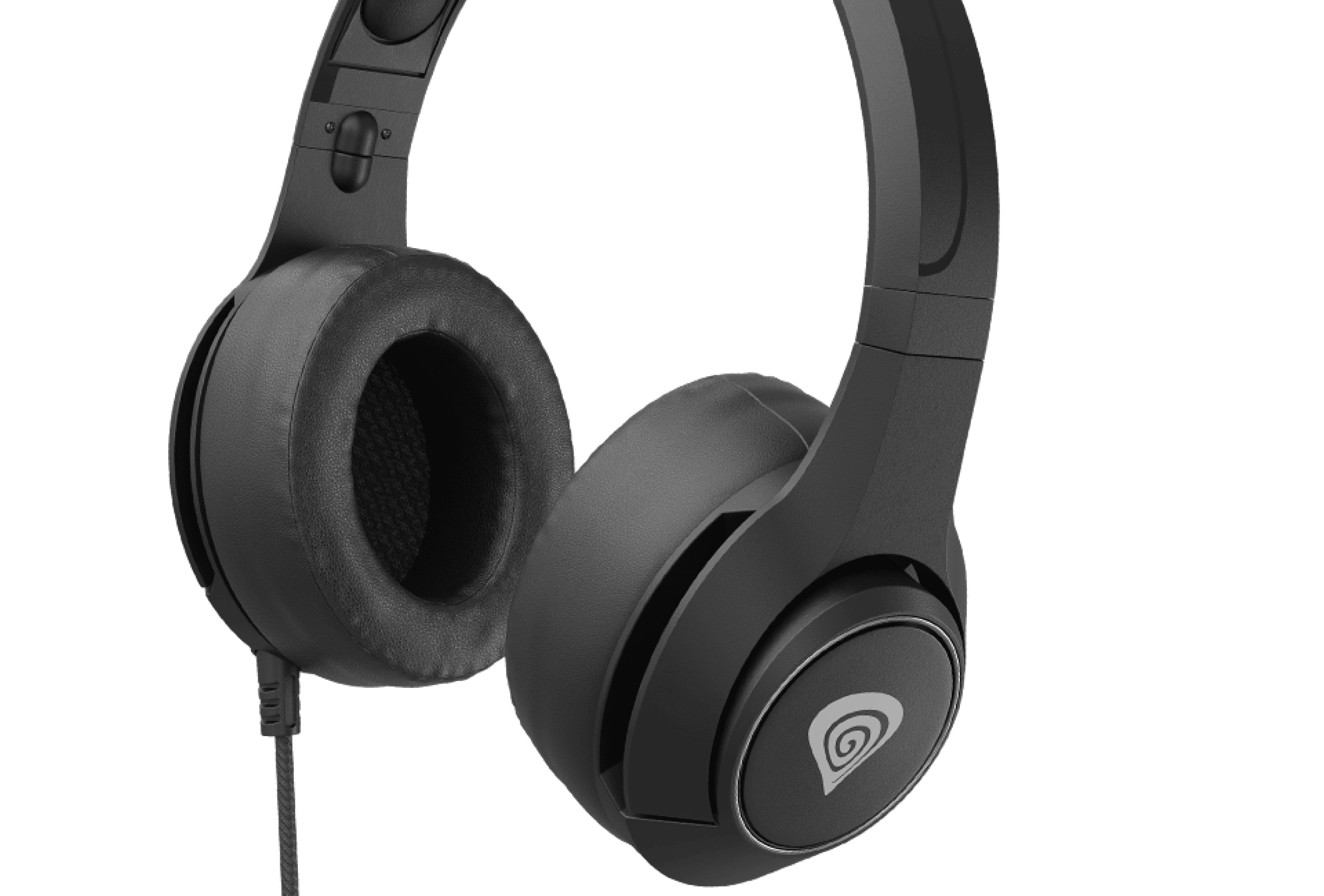 Black over-ear headphones Genesis Argon 600 with a microphone and comfortable ear cushions, featuring a sleek design