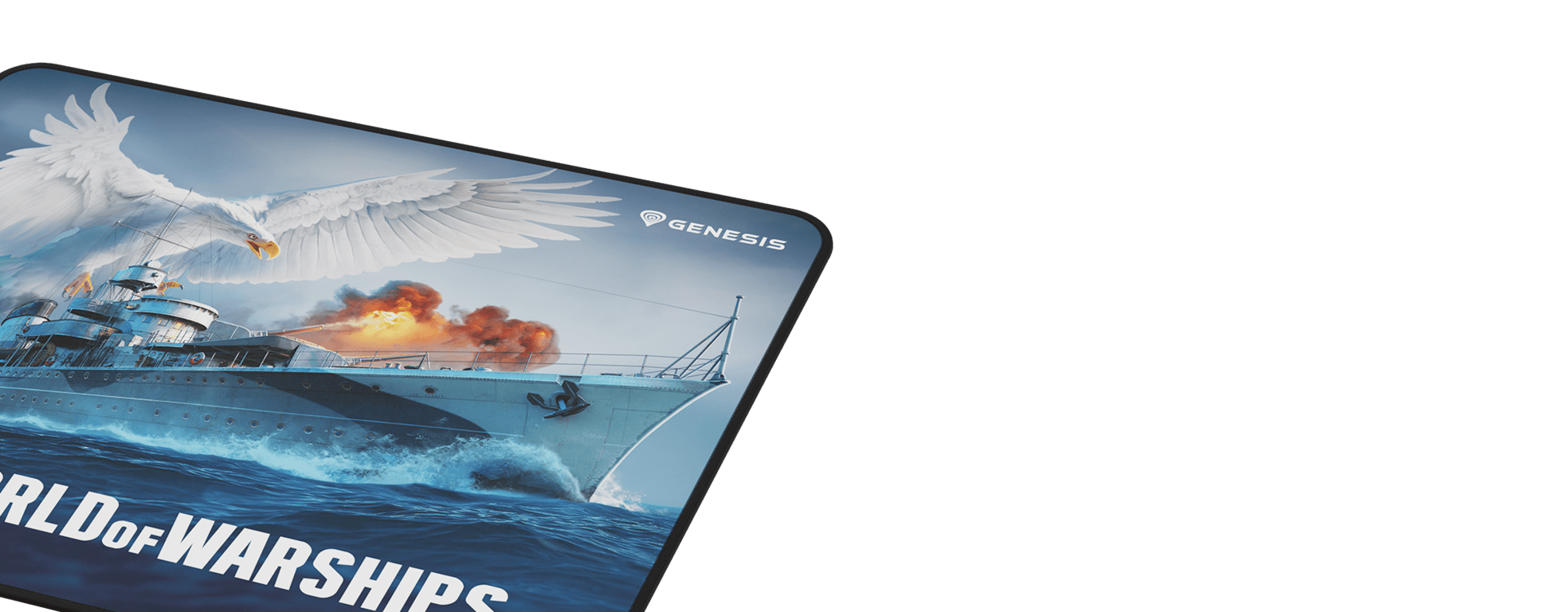 Gaming mouse pad featuring artwork from World of Warships, showcasing a ship and an eagle with vibrant colors