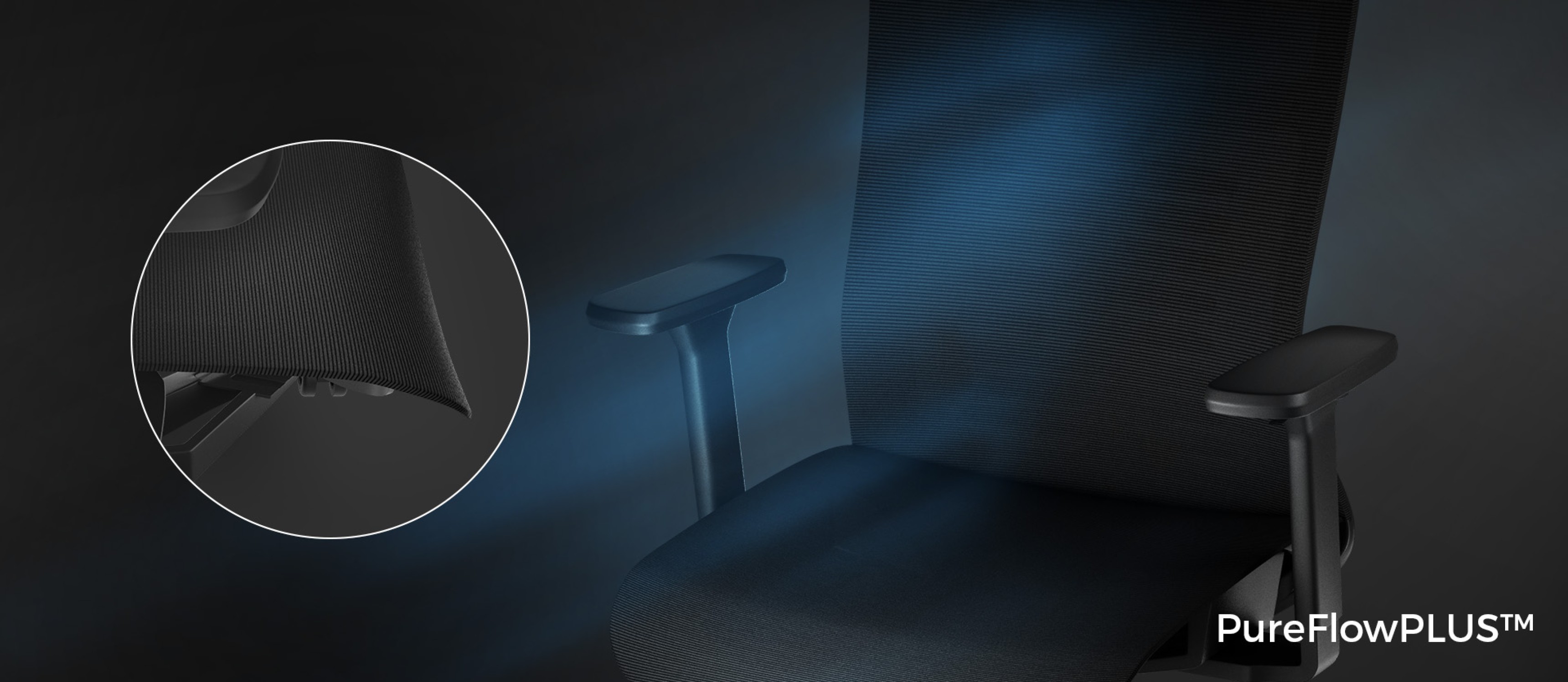 Black ergonomic office chair with breathable mesh fabric and adjustable armrests, highlighting comfortable design features