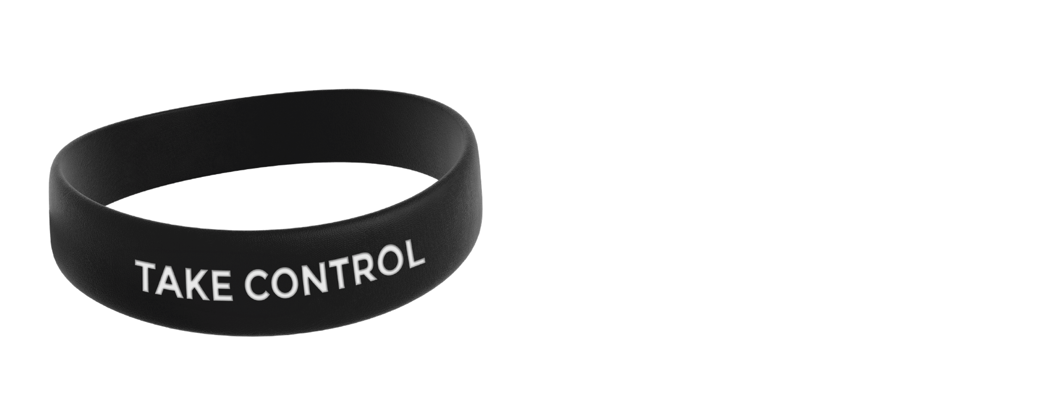 Black silicone wristband featuring the text "TAKE CONTROL" in white