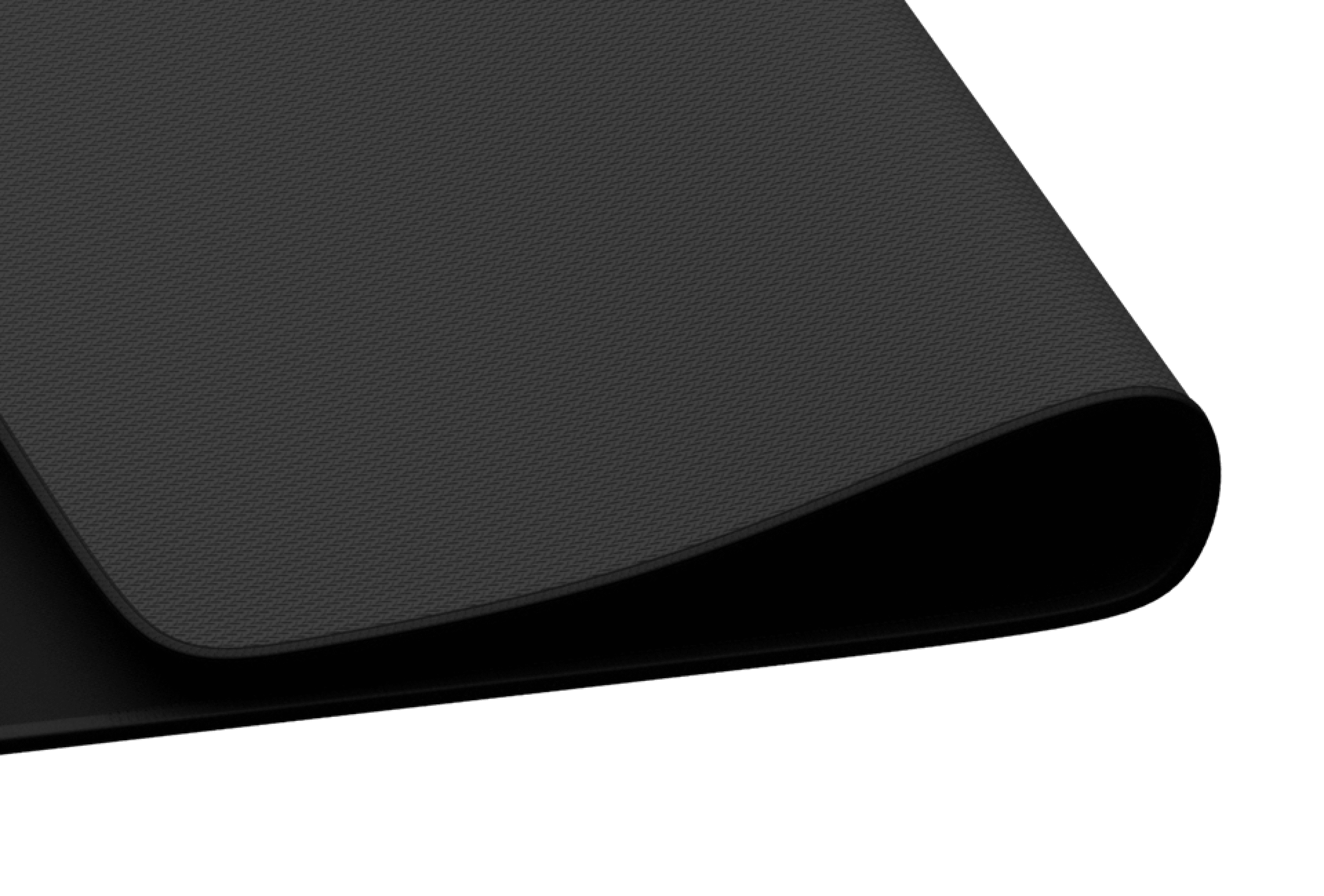 Textured black mouse pad with rounded edges, made from durable Cordura material. Dimensions are 450x400mm