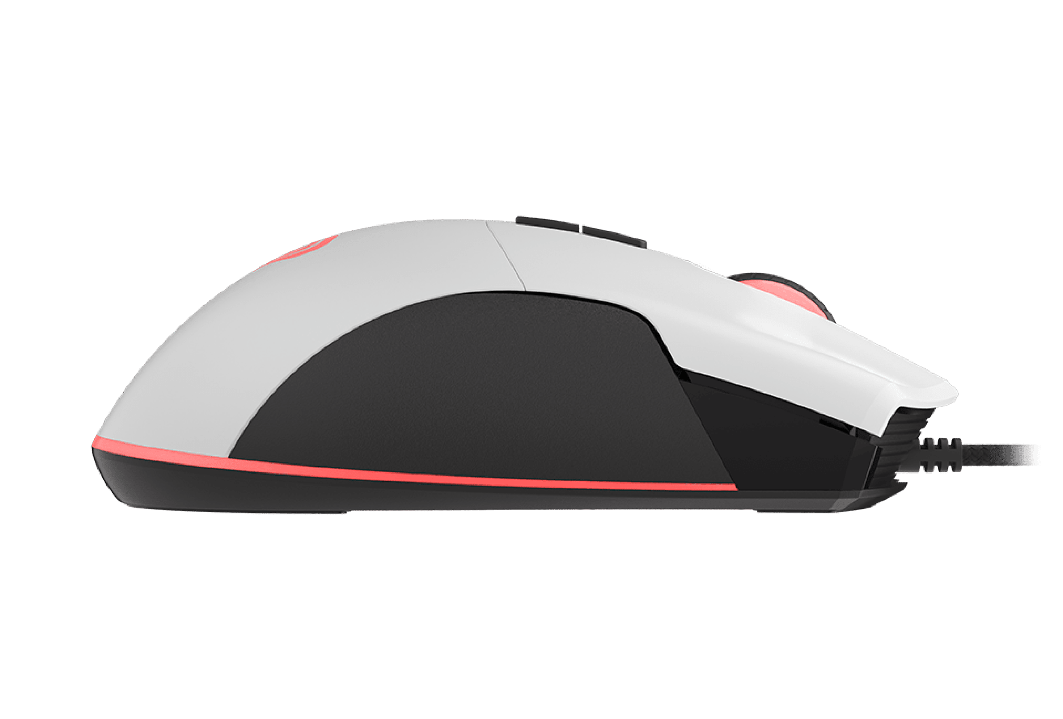 Gaming mouse Genesis Krypton 290 in black and white, featuring RGB lighting and a wired connection