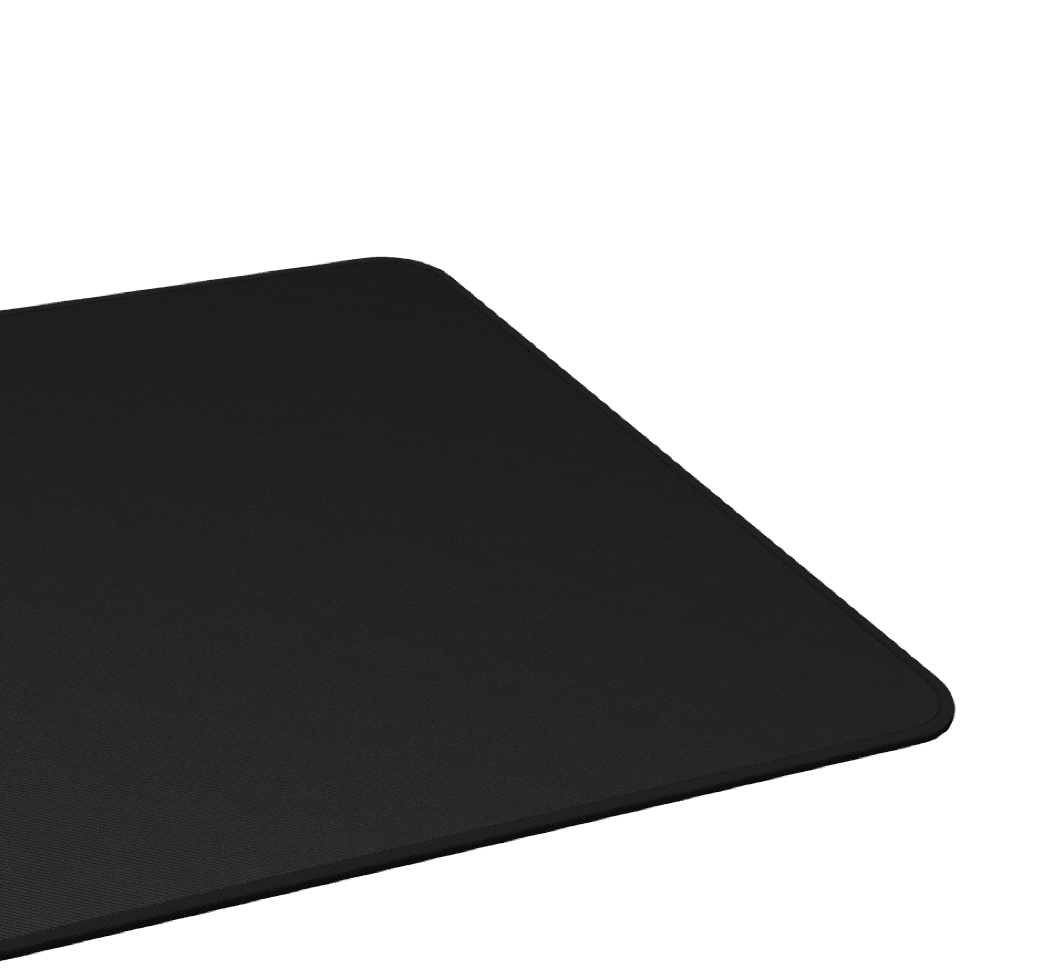 Black mouse pad with rounded edges, featuring a sleek and smooth surface, measuring 300x250mm