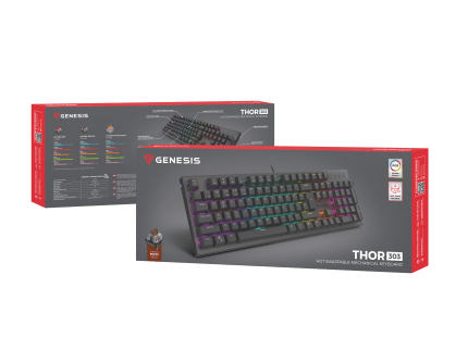 Genesis GAMING KEYBOARD GENESIS THOR 303 DE LAYOUT RGB BACKLIGHT BROWN SWITCH HOT SWAP DE Black (Outemu Brown)
